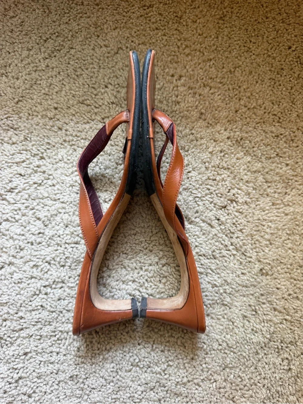 Staud Tan Thong Kitten Heel Sandals